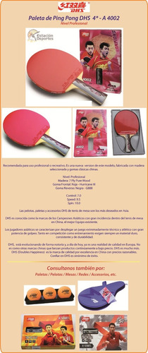 Imagen 3 de 5 de Paleta Ping Pong Dhs 4* A4002 - Estacion Deportes Olivos