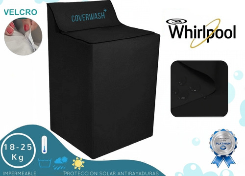 Cubre Lavadoras Whirlpool 16 Kilos Panel Negro