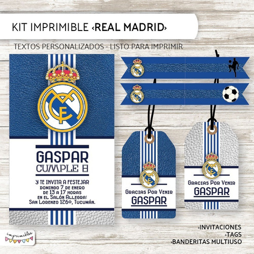 Kit Imprimible Real Madrid - Textos Personalizados