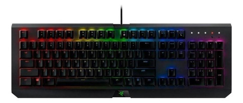 Teclado gamer Razer BlackWidow X Chroma QWERTY Green inglés US color gunmetal grey con luz RGB