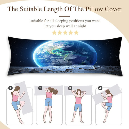 Cojin Almohada Larga Luna Tierra De Fondo Espacio 35x100cm