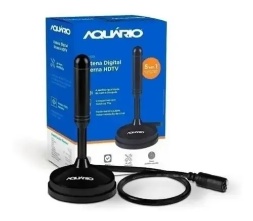 Antena Digital Aquário 5 Em 1 Vhf Uhf Fm Hdtv 4k - Dtv100g acompanha