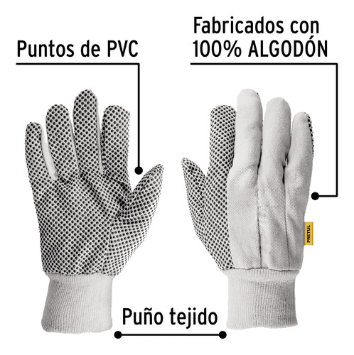 Guantes De Algodón Con Puntos Pvc Unitalla, Pretul 20330