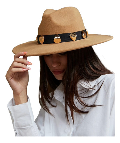 Sombrero Fieltro Paño Ala Ancha Tira Accesorios Hombre Mujer