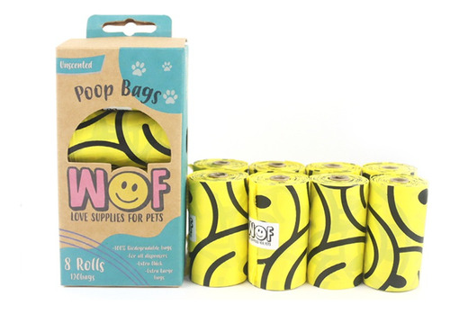 Wof Bolsas Biodegradables Para Mascotas 8 Rollos / 120bolsas