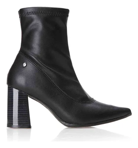 Bota Feminina Stretch Cano Curto Salto Bloco Preta Ramarim