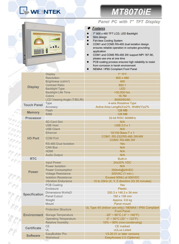 Ihm Touch De 7 Tft Pol - Weintek / Weinview Mt8072ie