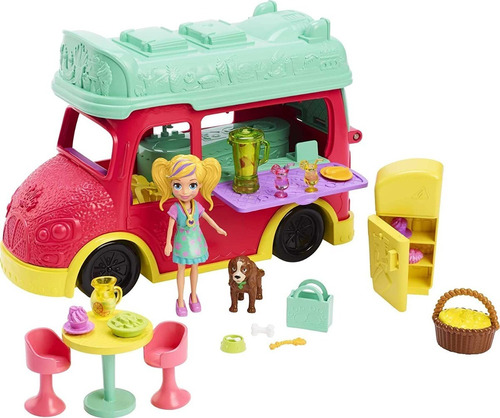 Muñeca Polly Pocket Swirlin Smoothie Truck Playset