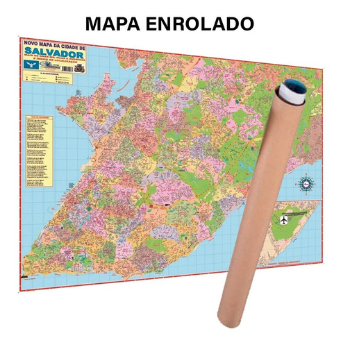 Mapa Parcial Cidade De Salvador - Ba - 120cm X 90cm Enrolado