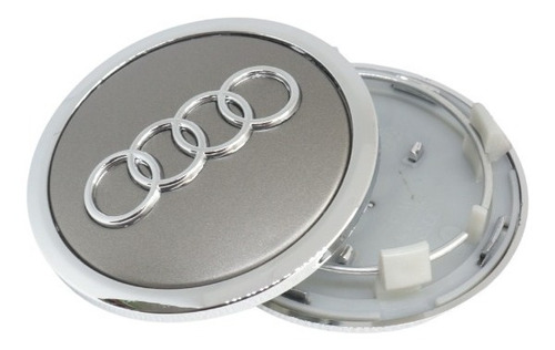 Tapa De Aro Audi Gris Plomo Borde Cromo 6.9cm