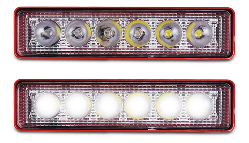 Par Faros 6 Led Barra 18w Auxiliar Fijo  Estrobo