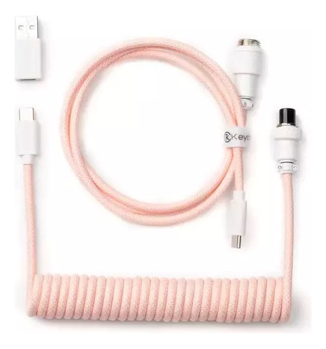 Cable Keychron Coiled Aviator Usb Light Pink Straight 