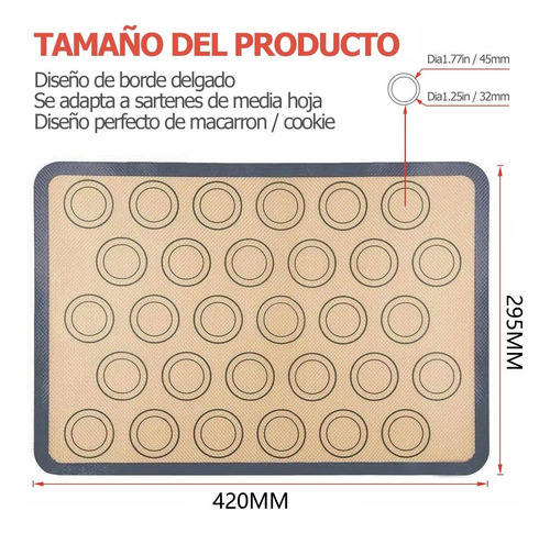 Imagen 4 de 7 de Tapetes Para Hornear De Silicona Antiadherente 42 X 29.5cm