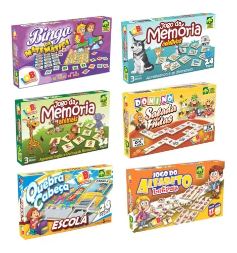 Kit Com 10 Jogos Educativos (jogo Memória, Alfabeto, Dominó)