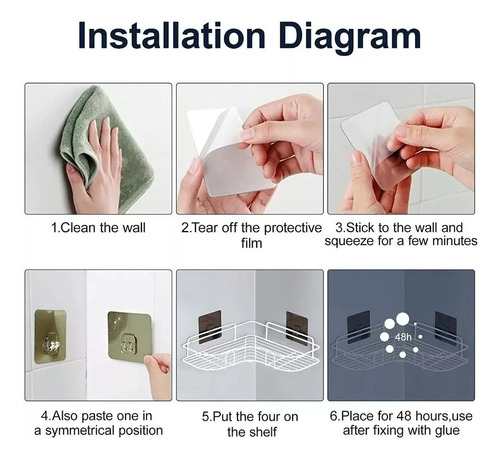 Imagen 10 de 10 de Estante Cesta De Ducha Organizador Pared Baño Anti Oxidable