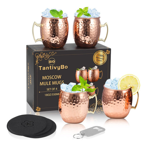 Moscow Mule - Juego De 4 Tazas Moscow Mule De 18 Oz, 100%