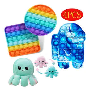 Emoção Reversível Octopus Pop It Fidget Toys Fidget Pack