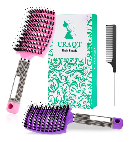 Uraqt Cepillo De Pelo, 2 Cepillos De Cerdas De Jabali Con Pe