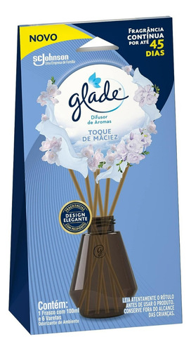 Difusor De Ambiente Glade Toque De Maciez 100ml Com Palitos