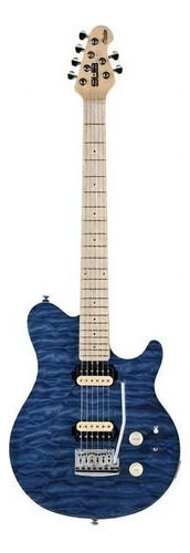Guitarra eléctrica Sterling Sub Series AX3 de madera maciza translucent blue con diapasón de arce