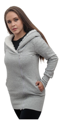 Imagen 4 de 7 de Campera Hoodies Mujer Hoddie Capucha Corderito Camperon A01