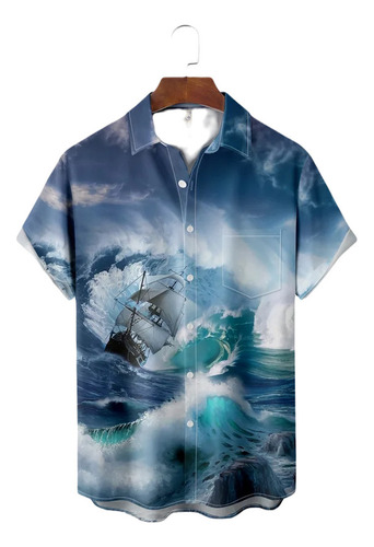 Camisa Hawaiana Unisex Ocean Sailing Boat, Camisa De Playa P