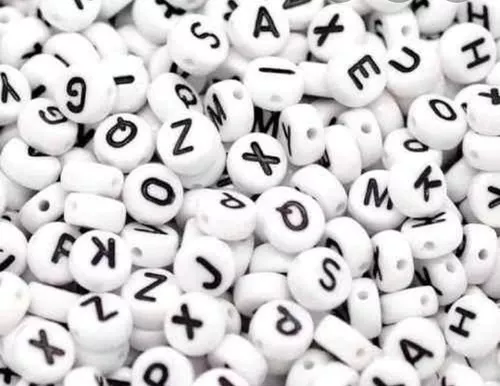 200 Letras Pastillas Blancas Con Letras Negras Pulseras