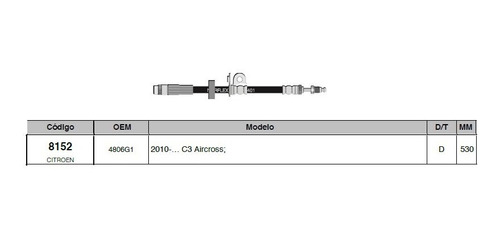 Flexible Freno Del Citroen Aircross C3 2011 En Adel. 530mm