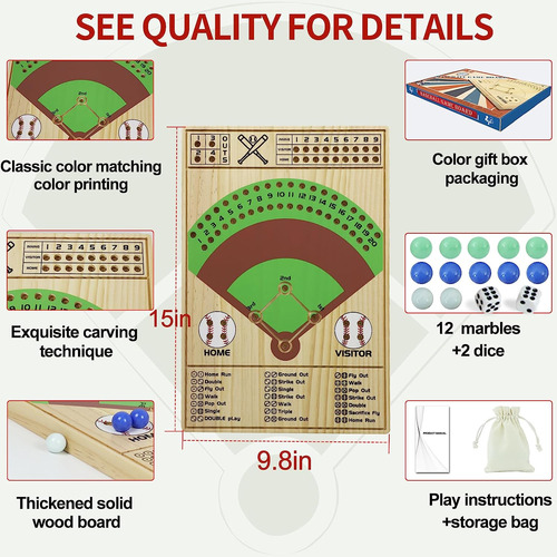 Medikaison - Juego De Mesa De Dados De Béisbol, Dados De Mad