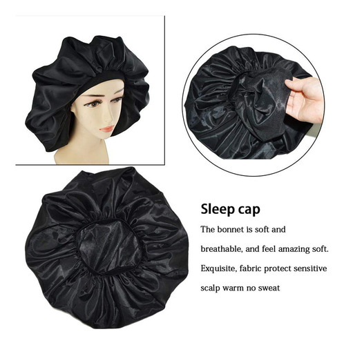 Gorro De Dormir Elástico De Satén Con Borde Ancho Para El Cu