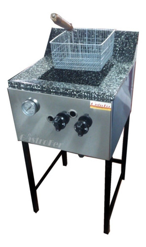 Freidora Industrial 18 Lts Gastronomica Acero Inox Con Base Piloto Y Sistema De Filtrado