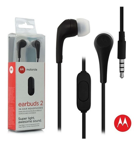 Manos Libres Motorola Earbuds 2 Premium Stereo Control Black