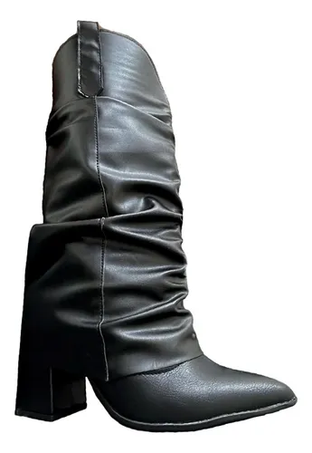 comprar Bota Texana Con Caña Arrugada Y Taco Alto Mujer