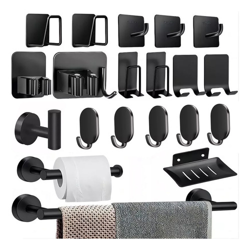 ** 20pcs Juego De Baño Accesorios For Baño Negro Inoxidables