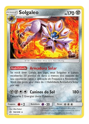 Kit Carta Pokémon Lendários Solgaleo Lunala Necrozma - Novo Original Copag