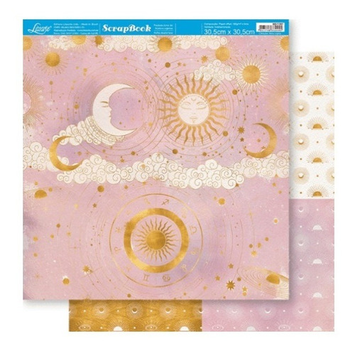 Kit 5 Papel Scrapbook Dupla Face Sol E Lua Sd-1197 Litoarte Cor Decorado