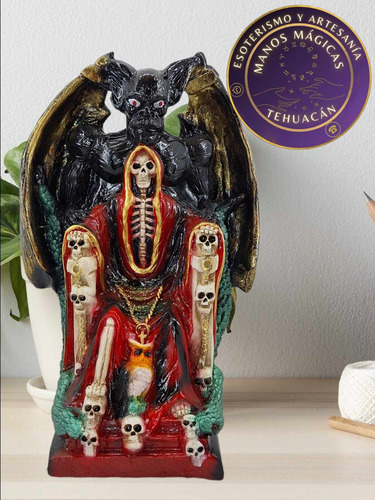 Figura Santa Muerte En Trono De Poder Con Diablo 36 Cm Curad