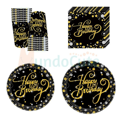 Imagen 2 de 4 de Kit Decoración Para Fiesta Cumpleaños Dorado Celebración