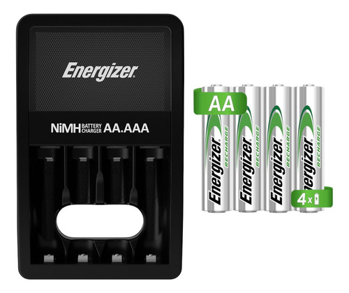 Cargador Pilas Baterías Energizer + 4 Pilas Recargables Aa