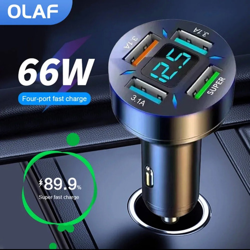 Cargador Rapido 66w Carro Usb Para iPhone Xiaomi Samsung Etc
