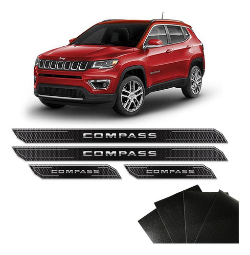 Kit Soleira Diamante Jeep Compass 2018 E Protetor De Porta