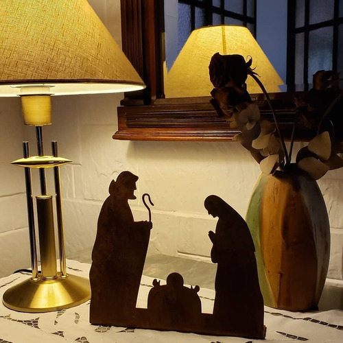 Imagen 2 de 2 de Sagrada Familia Pesebre De Apoyo En Chapa Oxidada Navidad