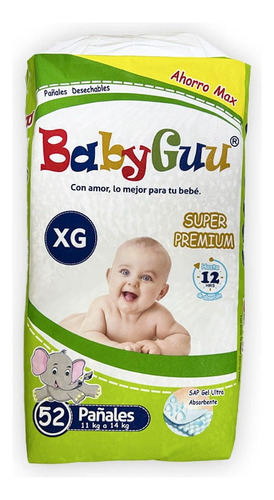 Pañales Para Bebé Babyguu Talla Xg Premium 52 Unid.