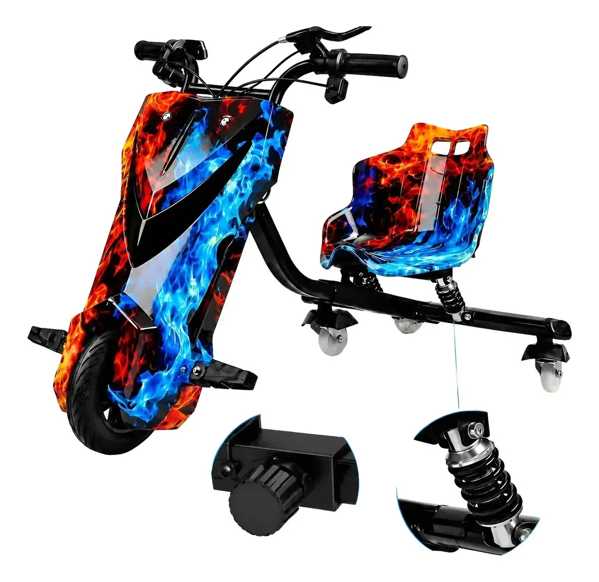 Patinete Elétrico 3 Rodas Triciclo Infantil Drift 350w Gelo e Fogo