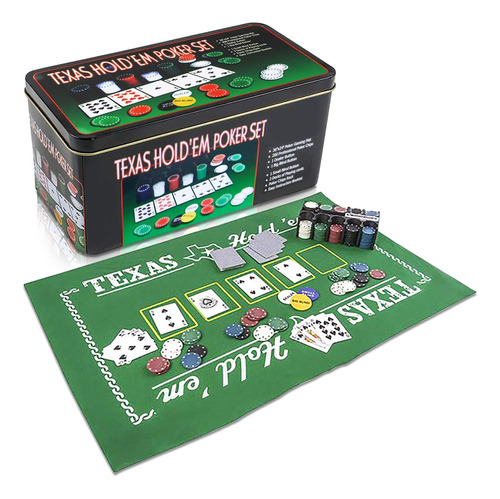 Set De Poker Tipo Casino Texas Hold 200 Piezas Caja Metalica