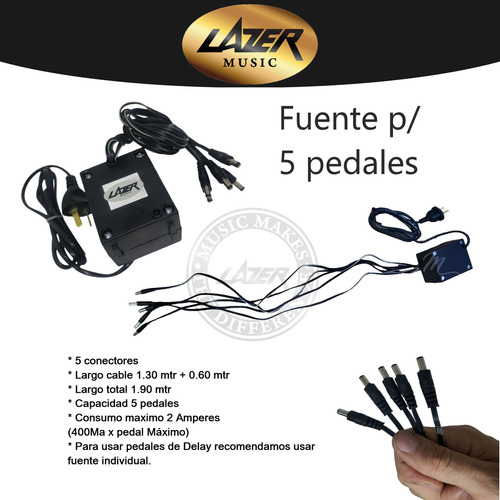 Lazer Fuente5ped 9v 2a Para Pedales De Efectos