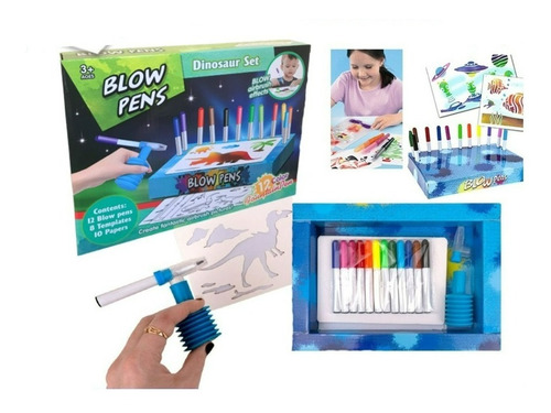 Set Aero-plumones Para Niños / Blow Pens 12 Plum.