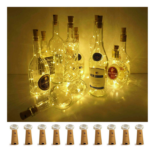 Paquete De 10 Luces Led De Corcho Para Botellas De Vino, Con