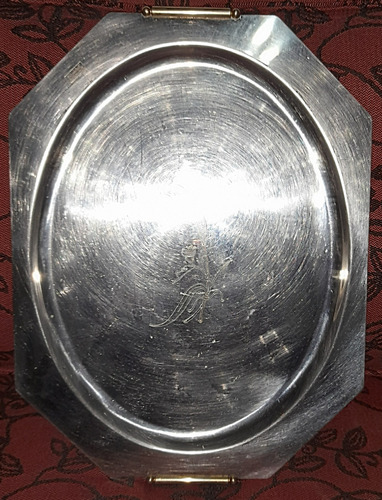 Bandeja Acero Inox Con Asas De Bronce 