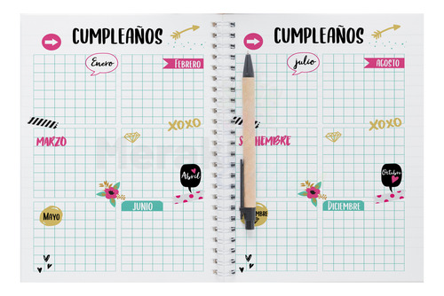 Agenda 2025 Pasta Dura Con Arillo Mod. Chic Planner 2025